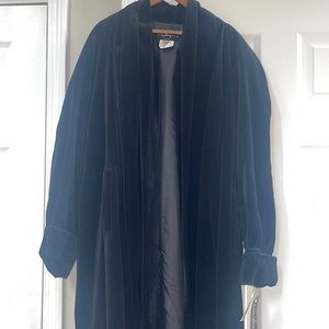 LONG BLACK VELVET TRENCH COAT
